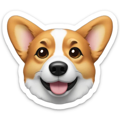 Corgi head with ears flapped down and black instead of white fur sticker