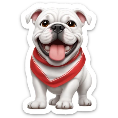 uga white bulldog wearing red bandana smiling sticker