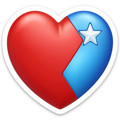 A red heart with a blue star inside sticker