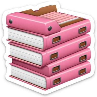 pink and brown files pile sticker