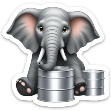 elephant eating grey cylinder sticker