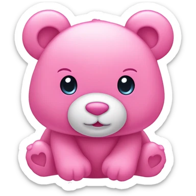 Pink CareBear Lovey dovey with hearts around it  sticker