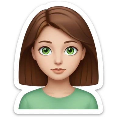 Clean girl whit brown hair and green eyes sticker