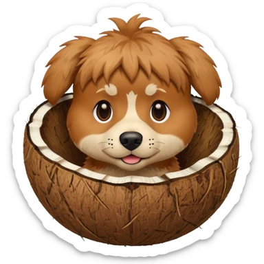 dog in a coconut sticker