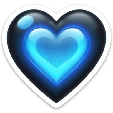 Black heart with blue flars sticker