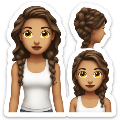 Latina girl long brown hair hoop earrings and a white tank top on  sticker