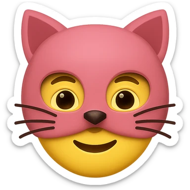 face with pink cat mask emoji, digital illustration, remove background sticker