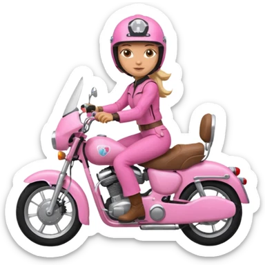 woman rider riding pink motorbiker sticker