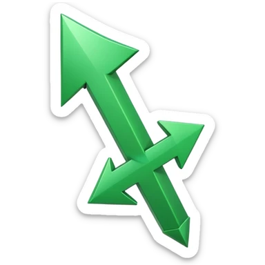 iOS-style 3D emoji: glossy green arrow pointing upward. sticker