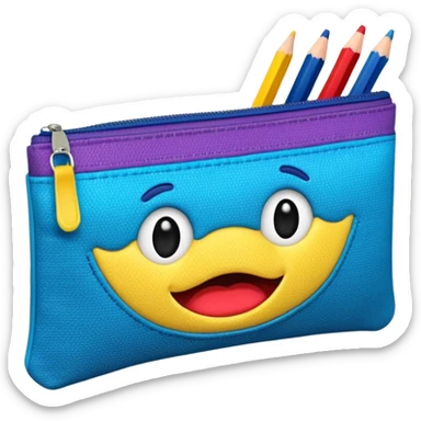Pencil pouch with zipper mouth sticker