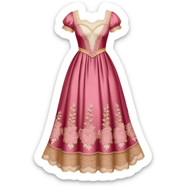 Reddish-pinkish and gold and white romantic vintage aesthetic dress sticker