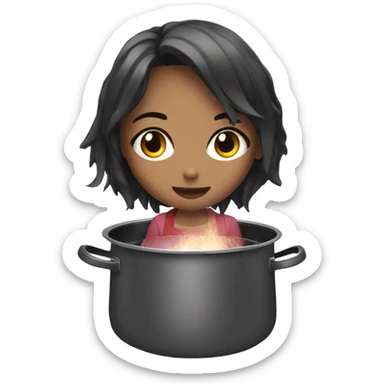 anime woman in a cooking pot sticker