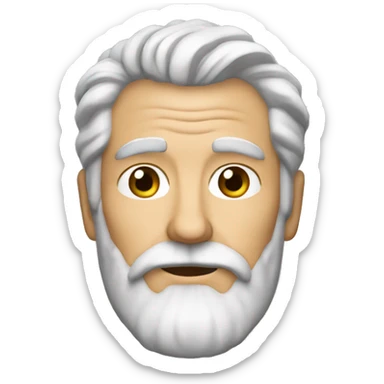 A 58-year-old man with salt and pepper hair and a gray beard with hazel eyes and fair skin sticker