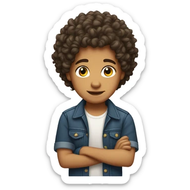 Hispanic boy with curly hair and light skin sticker