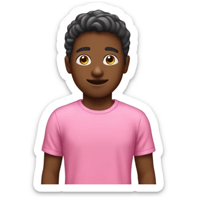 Boy with pink T-shirt “Stacy” sticker