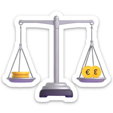 balance scale with euro symbol in the pans sticker