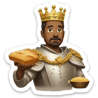 King with bread crumbs sticker