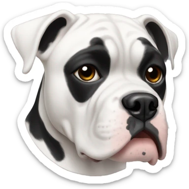 american bulldog, black and white with black ears and a patch around eye sticker