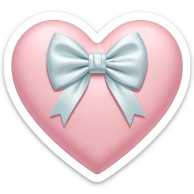 Pastel pink heart with white bow sticker