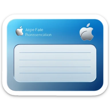 business identification card with rounded corners, blue-silver gradient background, placeholder lines for text, generic photo silhouette on left, soft gloss and subtle shadow, Apple emoji style, transparent background sticker