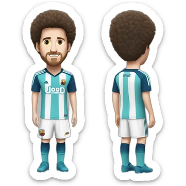 messi blanc avec coupe afro sticker
