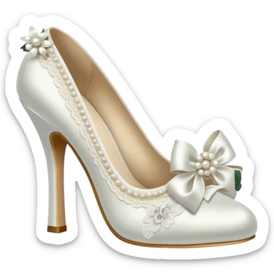 white heel with bows pearls lace and flower  sticker