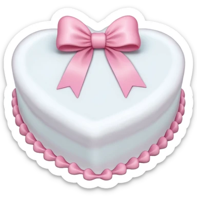 white heart shaped birthday cake with pink bow sticker