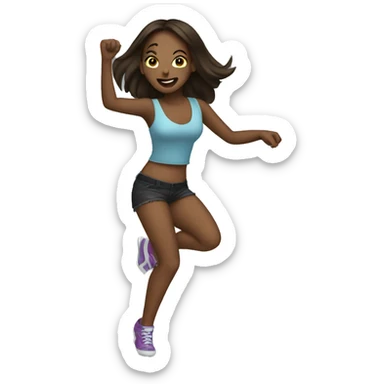 Brunette rave girl dancing sticker