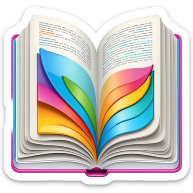 open magazine with colorful pages sticker