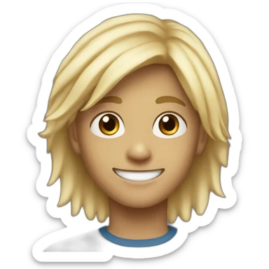 A blond with brown dark eyes boy aged 13 years old smiling  sticker