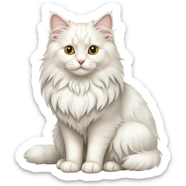 Majestic white norwegian forest cat sitting regally sticker