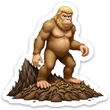 Bigfoot stomping on Big, ugly scowling  💩 looking like Donald Trump sticker