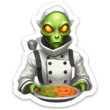 alien chef scifi roguelike rpg style inspired by slay the spire digital art sticker