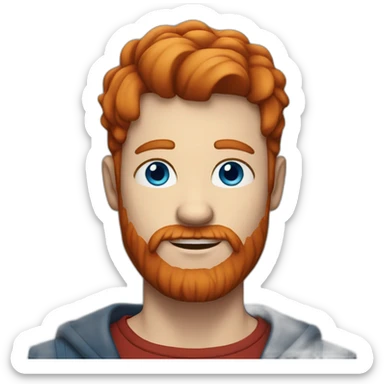 White man with  red hair and red beard with blue eyes sticker