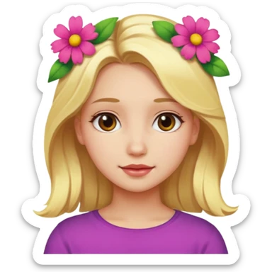 Girl profile picture with blonde hair and a flower in her hair sticker