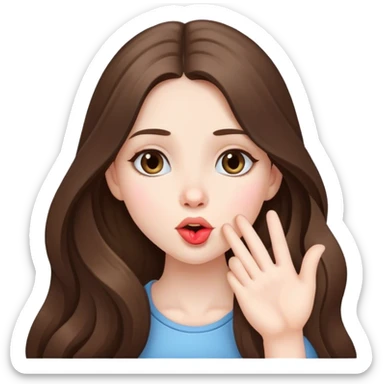  beautiful pale brunette girl with long hair sending a blowing kiss sticker