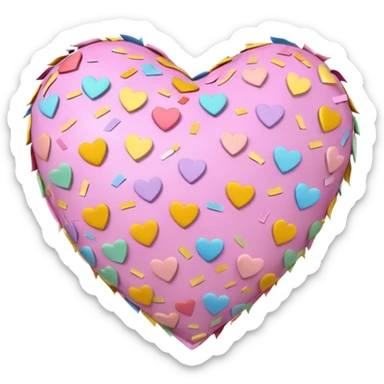 The heart is a pinata with confetti in soft pink, beige and yellow pastel light sticker