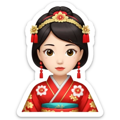 Japanese Princess with in red ceremonial robe kimono sticker