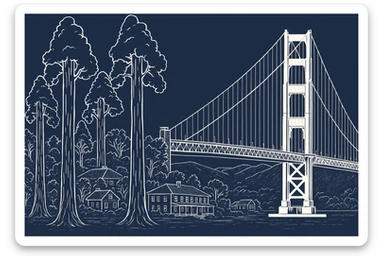 Create a header size 1200 x 800 that incorporates the image. Make it more seamless and add a sketch of more of the Presidio sticker