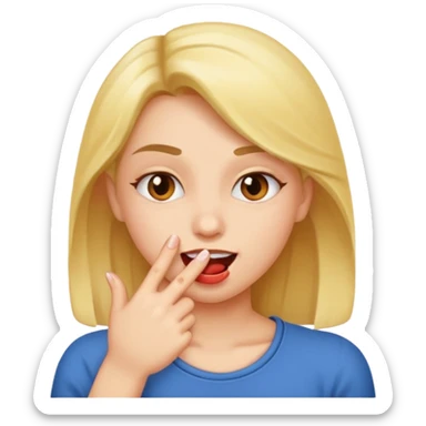 Flirtatious face biting her finger sticker
