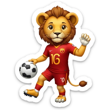 A Lion with a Galatasaray jersey and a football in his handa sticker