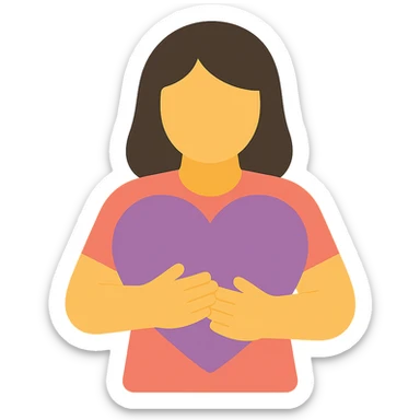 woman Arms hug a dull purple heart sticker