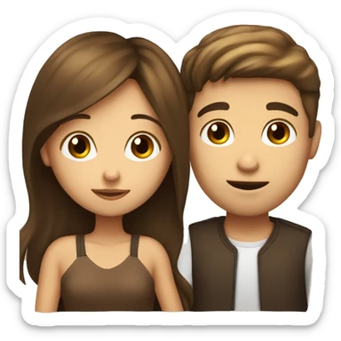 Brown hair guy kissing brown hair girl sticker