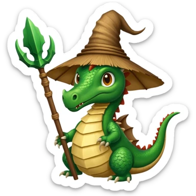 ein Drache mit einem Zauberstab in der Hand  und einem Hud  auf dem kopf und ein Bard sticker