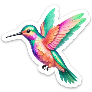 peach pink and mint humming bird, verywarm colours  sticker