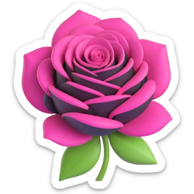 BLACKPINK-inspired 3D emoji, black and pink rose, elegant and stylish sticker