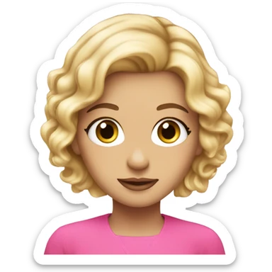 Blonde hair hazel eyes pink outfit make up sticker
