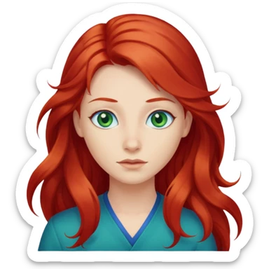 Like the first but her eye green  and blue and her hair red that brolong herwn  sticker