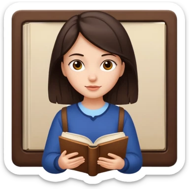 a girl with shite skin and dark brown hair studying sticker