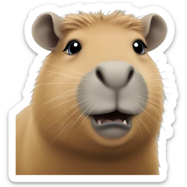 a capybara who just won a racing championship with blue team colors sticker